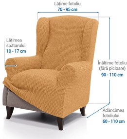 Huse super elastice RUBINIA aurii fotoliu clasic (l. 70 - 95 cm)