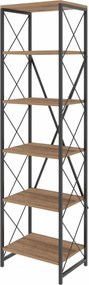 Etajera SUADIYE, stejar/negru, PAL melaminat, 50x35x180 cm