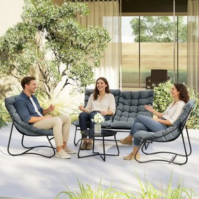 Outsunny Set mobilier grădină 4 piese cu perne groase 8 cm - Mobilier exterior din oțel și textilenă respirantă, gri | Aosom Romania