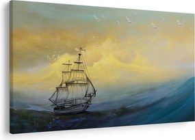 Tablou - Pictură barcă pe mare (90x60 cm)