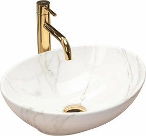 Lavoar stil marmura alb pe blat Rea Sofia Aiax 34.5 cm
