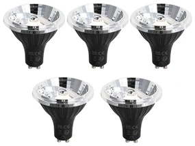 Set de 5 becuri LED GU10 cu 3 trepte de intensitate luminoasă, reglabile, 70 mm, 6,5 W, 600 lm, 2700 K