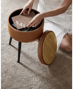 Taburet din piele CORE, coniac