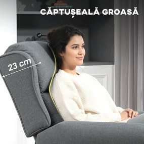 HOMCOM Fotoliu Reclinabil 132° max din Țesătură cu Efect de In cu Suport pentru Picioare, 74x84x102 cm, Gri | Aosom Romania