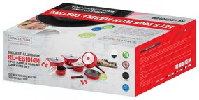 Set oale si tigai Royalty Line RL-ES1014M, Aluminiu turnat, 14 piese, Acoperire marmura, Negru
