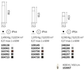 Stalp exterior IP54 TRONCO PT1 H40 NERO 248295 IDL