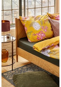 Lenjerie de pat din bumbac satinat pentru pat single Bonami Selection Blossom, 140 x 200 cm, ocru