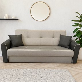 Canapea VERA extensibila, 3 locuri, lada de depozitare, stofa maro + bej, 225x90x90 Maro + Bej, Stofa