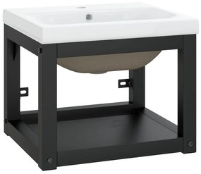 3101382 vidaXL Cadru lavoar baie cu chiuvetă încorporată, negru, fier