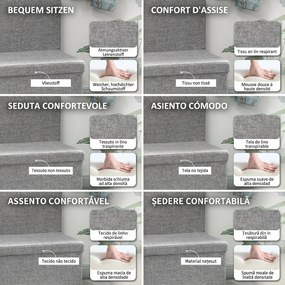 HOMCOM Bancă Pliabilă cu Spătar și Compartiment de 77L, Acoperire din Țesătură, 76x50x73 cm, Gri | Aosom Romania