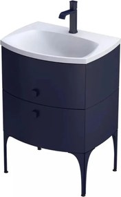 Set dulap baza suspendat Oristo Louis bleumarin 2 sertare cu lavoar alb mat 62 cm