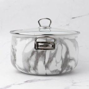 Resigilat: Oala Goldmann GM 8017-24W, 6.2 L, 24x15 cm, Email, Acoperire antiaderenta, Inductie, Alb/Marmură