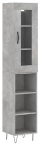 3199397 vidaXL Dulap înalt, gri beton, 34,5x34x180 cm, lemn prelucrat