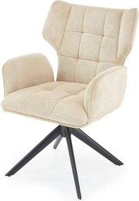 Scaun rotativ K601, bej/negru, stofa/metal, 57x64x90 cm