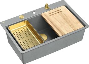 Statie de lucru incastrata Quadron Unique Marc 110 gri - auriu 1 cuva 75x49 cm