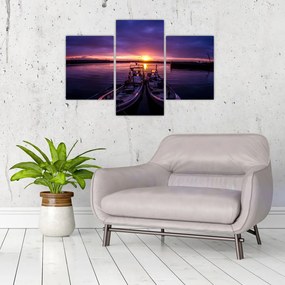 Tablou cu barci pescărești în port (90x60 cm)