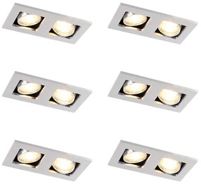 Set 6 Spoturi Incastrabile Aluminiu Rectangulare 2 Lumini - Qure