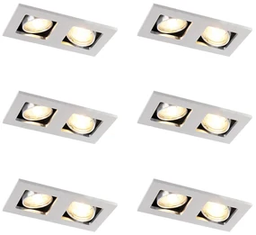 Set 6 Spoturi Incastrabile Aluminiu Rectangulare 2 Lumini - Qure