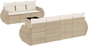 vidaXL Set canapele de grădină, 8 piese, cu perne, bej, poliratan