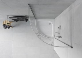 Mexen Rio cabina de duș semirotundă 70 x 70 cm, transparentă, crom + cadă de duș, albă - 863-070-070-01-00-4710