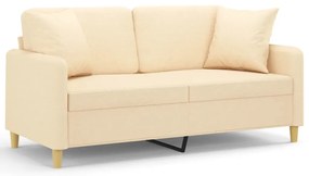 3153139 vidaXL Canapea cu 2 locuri cu perne&pernuțe crem 140 cm textil