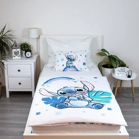 Lenjerie de pat pentru copii albă/albastră din bumbac pentru pătuț 135x100 cm Lilo and Stitch "Rainbow" – Jerry Fabrics