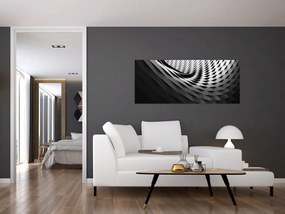 Tablou abstract - spirală alb neagră (120x50 cm)