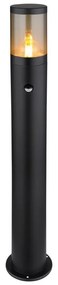 Stalp mediu pentru exterior cu senzor de miscare design modern IP44 Xeloo negru, fumuriu