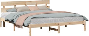 vidaXL Cadru de pat cu headboard Maro 180 x 200 cm Lemn masiv de pin