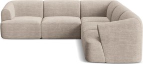 Colțar maro deschis cu tapițerie din catifea reiată Campi – Cosmopolitan Design