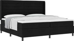 vidaXL Pat cu arcuri cu saltea Negru 200 x 200 cm țesătură