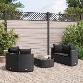 3308443 vidaXL Set mobilier de grădină cu perne, 5 piese, negru, poliratan