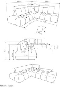 Colțar tapițat extensibil ALMADA, în formă de L, cu spațiu de depozitare, versiune stânga, bej