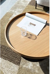 Măsuță de cafea în culoare naturală rotundă cu blat cu aspect de lemn de stejar ø 70 cm Yuri L – White Label