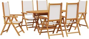 vidaXL Set de masă pentru grădină 7 pcs Alb crem Lemn Solid de Acacia