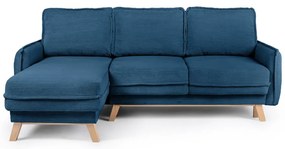 Colțar albastru extensibil cu tapițerie din catifea reiată (cu colț variabil) Tori – Bonami Selection