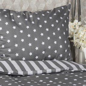 4Home Lenjerie pat bumbac Stars gri, 1 pers., 140 x 220 cm, 70 x 90 cm