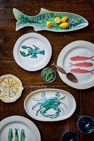 Platou de servire în formă de pește din ceramică, L42×H3,5×W13 cm, verde, „Hadden"