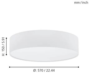Eglo 97611 - Plafonieră PASTERI 3xE27/25W/230V 57 cm