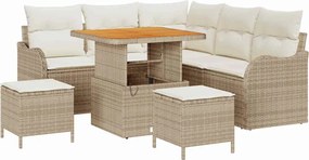 vidaXL Set de canapele pentru grădină cu pernă 8 pcs Bej și crem