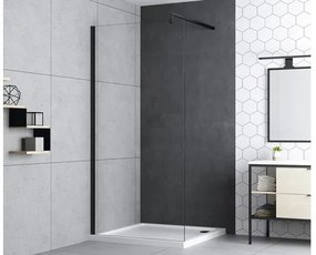 Perete duș tip walk-in basano Modena 120x195 cm sticlă transparentă profil negru