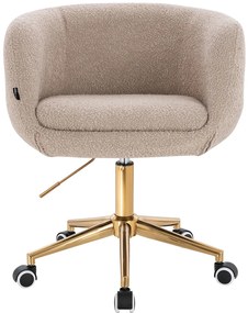 HR333K Scaun Boucle Latte cu Bază Aurie