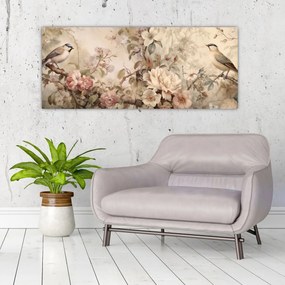 Tablou - Vintage pictura pasăre (120x50 cm)