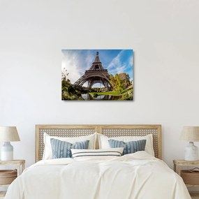 Tablou pe sticlă - Turnul Eiffel colorat (70x50 cm)