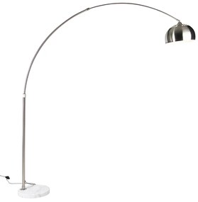 Lampă de podea cu arc din oțel cu bază din marmură albă cu abajur din oțel - Arc XXL