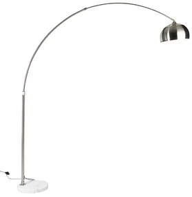 Lampă de podea cu arc din oțel cu bază din marmură albă cu abajur din oțel - Arc XXL