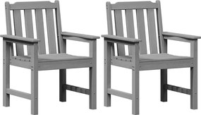 vidaXL Scaun de dining pentru grădină. 2 pcs Gri deschis HDPE