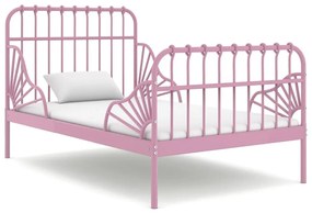 vidaXL Cadru de pat extensibil, roz, metal, 80x130/200 cm