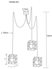 Lustră pe cablu Globo 15530Z-3H1 MERRIL 3xE27/60W/230V