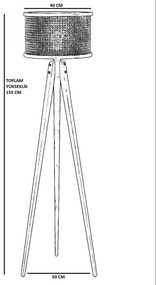 Gizem 8745-6 Design interior Lampa de podea Ratan Nuc 50x50x155 cm